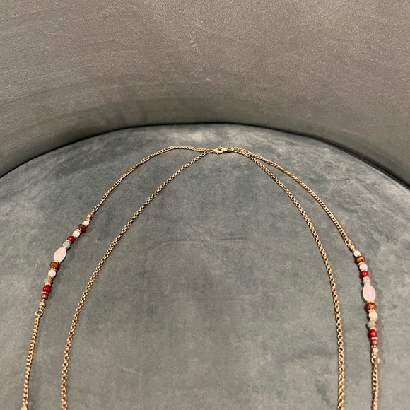 Low Hanging Gold Coated Two Layer Necklace - Picture 7 of 7